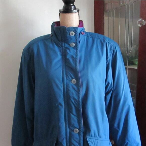 Vintage 80s–90s LL Bean Blue-Green Winter Coat Flannel Lined Women’s M-L - Picture 7 of 17